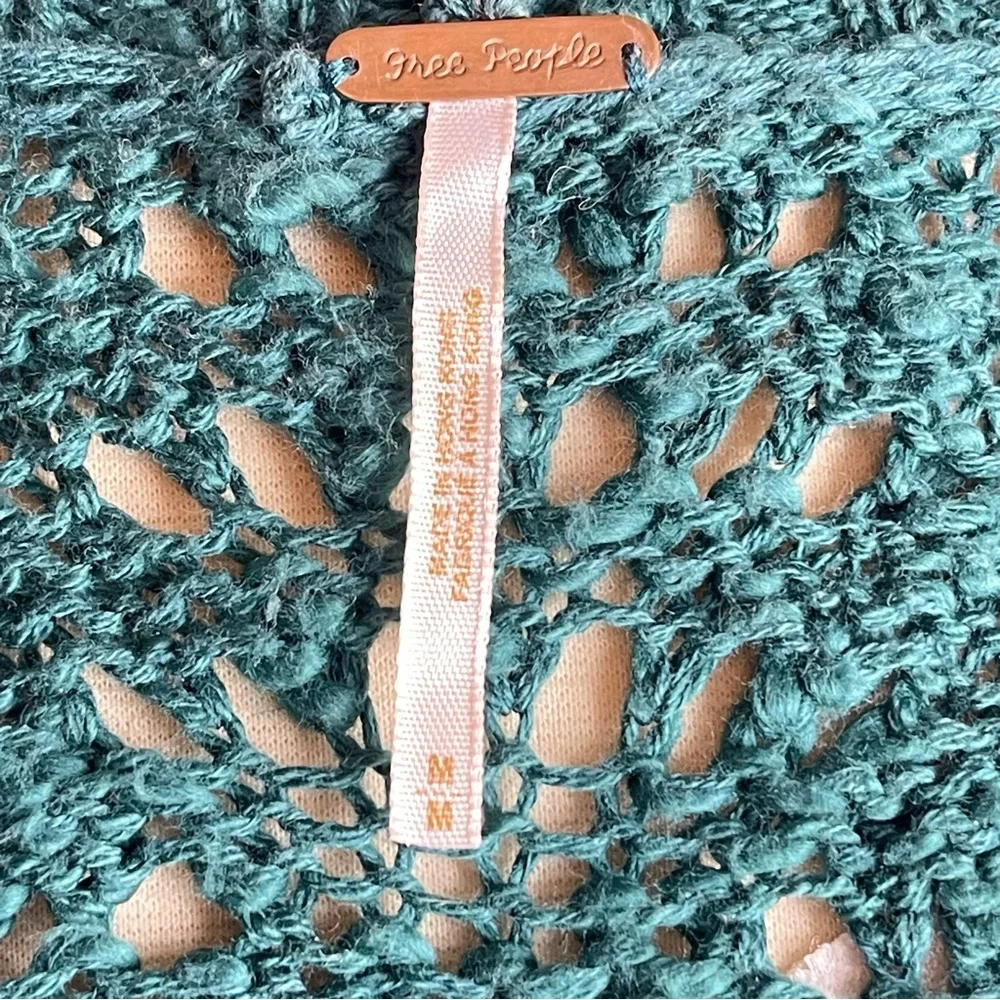 Free People Teal Green Cropped Wrap Sweater Shrug